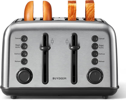  4-Slice Toaster, 7 Shade Settings, Silver