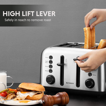  4-Slice Toaster, 7 Shade Settings, Silver